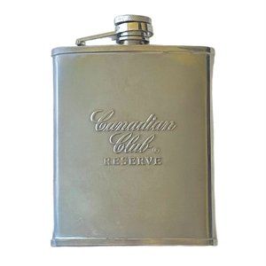 Vintage Canadian Club Reserve Stainless Steel Flask